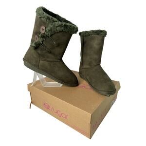 Sugar-Marty‎ Women's Faux Suede-Army Green- Weather Winter & Snow Boots